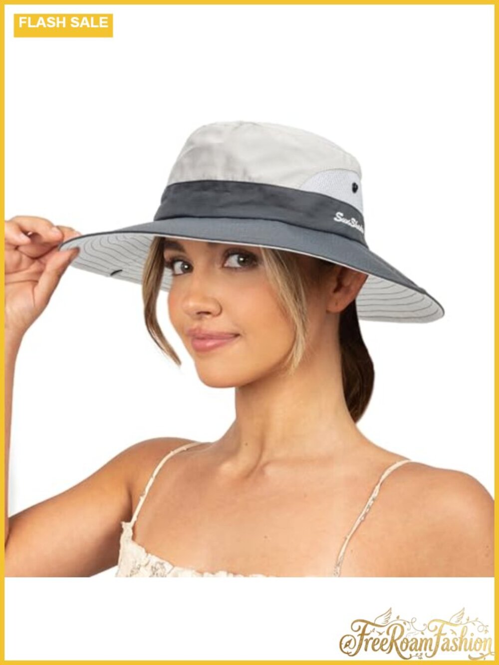 Women's Summer Sun Hat UV Protection Beach Hat with Ponytail Hole Foldable
